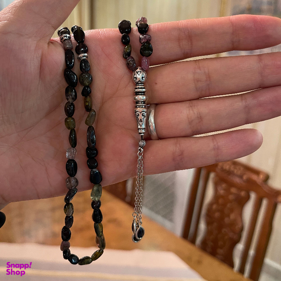 تسبیح نقره گالری ظهیرالدینی مدل تورمالین کد TOR-101-01