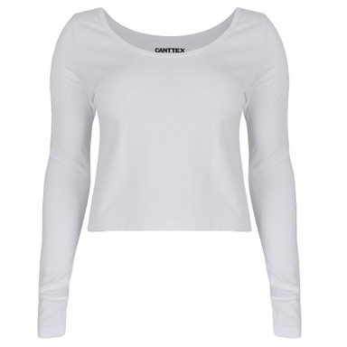 کراپ تیشرت آستین بلند زنانه کانتکس مدل 249014501 رنگ سفید