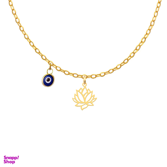 گردنبند طلا 18عیار دخترانه کرابو طرح گل نیلوفر مدل Kr11038