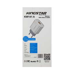 شارژر دیواری 18 وات کینگ استار مدل KW141A همراه کابل MicroUSB