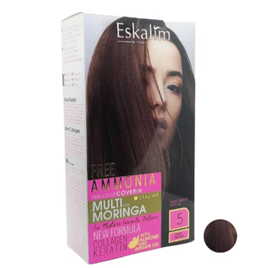 کیت رنگ مو اسکالیم سری collagen keratin شماره 5 رنگ قهوه ای روشن حجم 100 میلی لیتر
