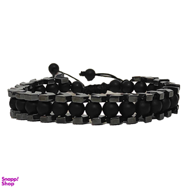 دستبند مردانه مدل حدید و اونیکس کد M04 رنگ مشکی