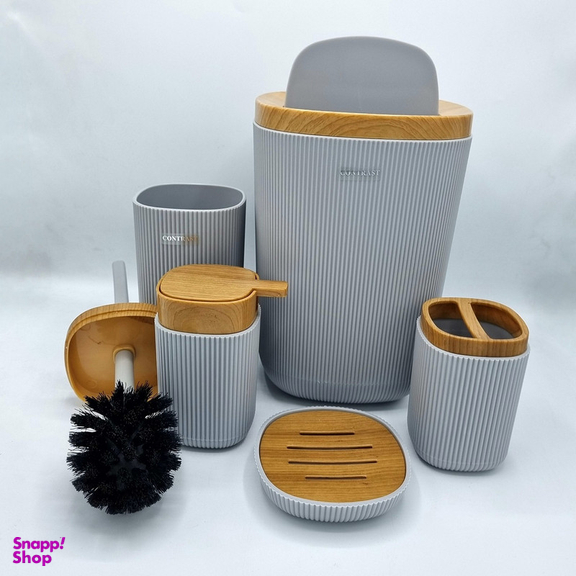 ست سرویس بهداشتی پنج پارچه کنتراست مدل روما 7900 طرح چوب