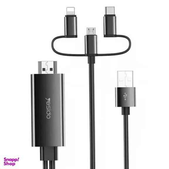 کابل 3 سر Lightning، تایپسی، میکرو به Hdmi یسیدو سری 4k مدل HM05 طول 1.8 متر