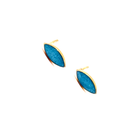 گوشواره میخی طلا 18 عیار زنانه مدل میناکاری فیروزه ای کد 145001