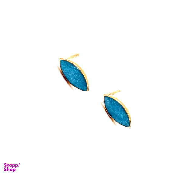 گوشواره میخی طلا 18 عیار زنانه مدل میناکاری فیروزه ای کد 145001