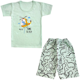 ست تیشرت و شلوارک نوزادی مدل هلی کوپتر کد 3960 رنگ سبز
