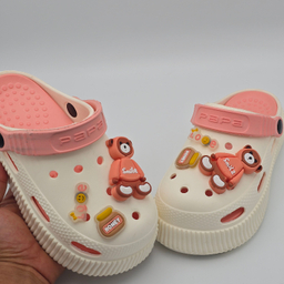 صندل بچگانه پاپا مدل کراکس کد 51649 رنگ کرم صورتی