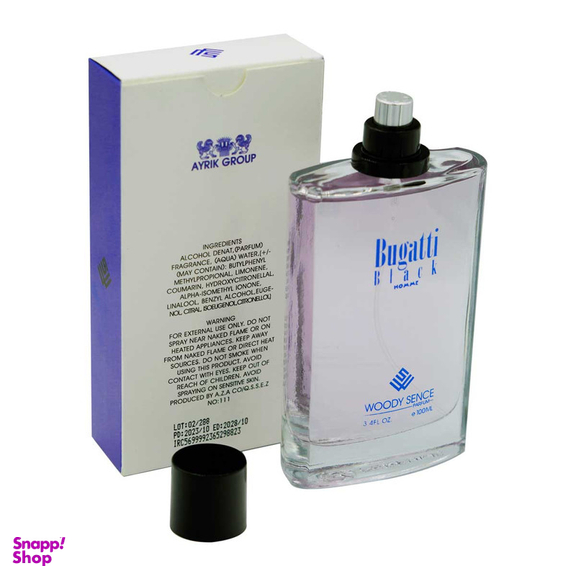 ادو پرفیوم مردانه وودی سنس مدل Bugatti Black حجم 100 میلیلیتر