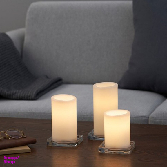 شمع استوانه LED ایکیا کد 905.202.61 مجموعه 3 عددی