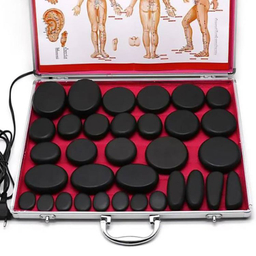 سنگ ماساژور مدل SPA به همراه کیف و هیتر برقی مجموعه 24 عددی
