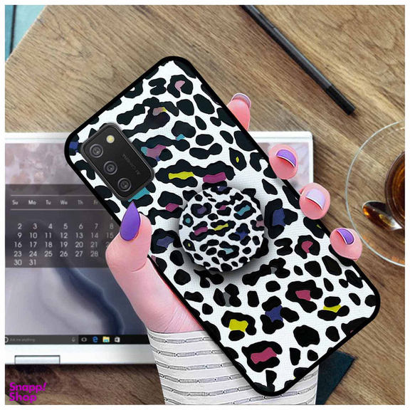 کاور دکین مدل Rikki طرح Leopard - C مناسب برای گوشی موبایل سامسونگ Galaxy A02s به همراه پایه نگهدارنده