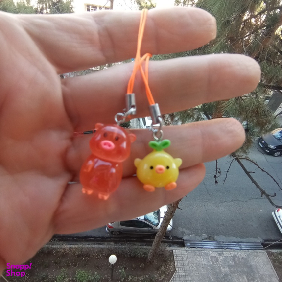 آویز موبایل و فلش مدل جوجه و خوک بسته 2 عددی