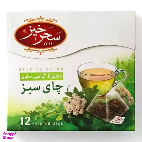 دمنوش مخلوط چای سبز سحرخیز بسته ۱۲ عددی