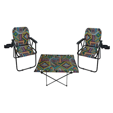 میز و صندلی تاشو سفری مدل استراکچر سرخ پوستی بسته 3 عددی