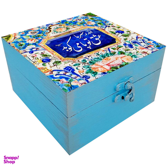 جعبه هدیه چوبی مدل هنری طرح کاشی کد SB42