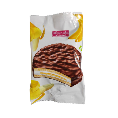 بیسکویت روکش کاکائو با طعم موز شیرین عسل وزن 22 گرم