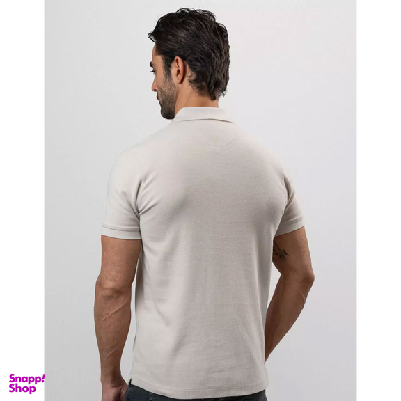 تیشرت مردانه ست من مدل یقه نیم زیپ سوزنی ساده کد TY179 رنگ استخوانی