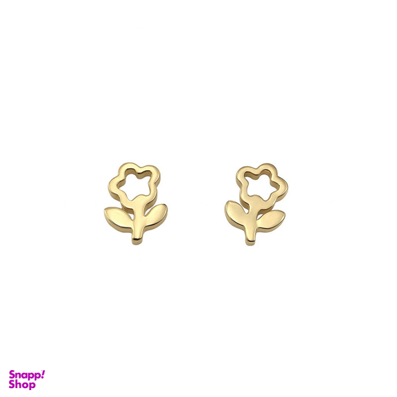 گوشواره میخی طلا 18 عیار زنانه زرلاین مدل گل و برگ کد E-500011