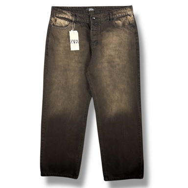 شلوار بگ سایز بزرگ طرح ZARA کد 3287 رنگ زغالی قهوه ای