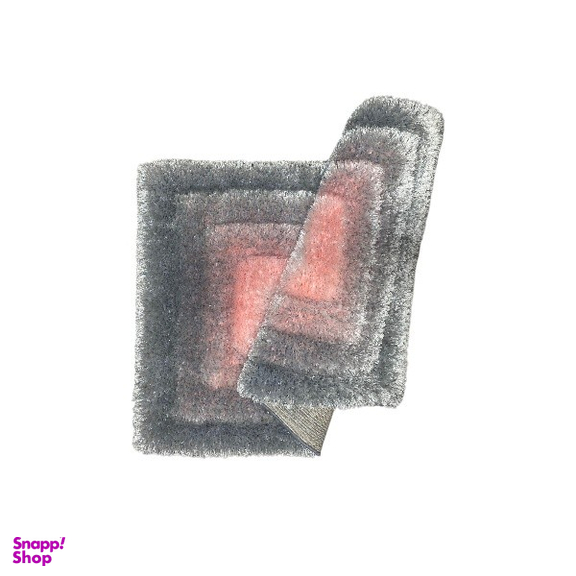 فرش ماشینی بزرگمهر مدل شگی 3D کد 55015 رنگ طوسی نقره ای