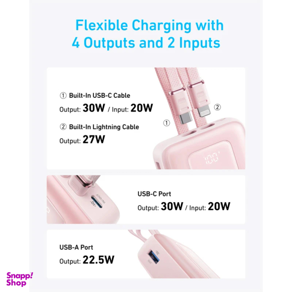 پاوربانک انکر مدل A1681 ظرفیت 20000 میلی آمپر ساعت به همراه کابل لایتنیگ و USB Type-C