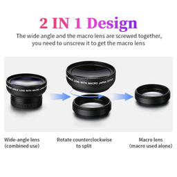 لنز دوربین گوشی موبایل تیراکس مدل Apexel 0.45X Wide-Angle And 12.5X Macro Lens بسته 2 عددی
