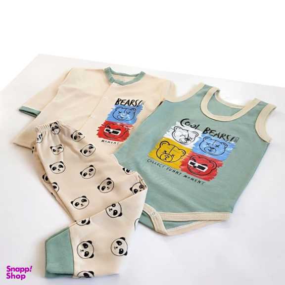 ست 3 تکه لباس نوزادی مدل خرس کد 4047