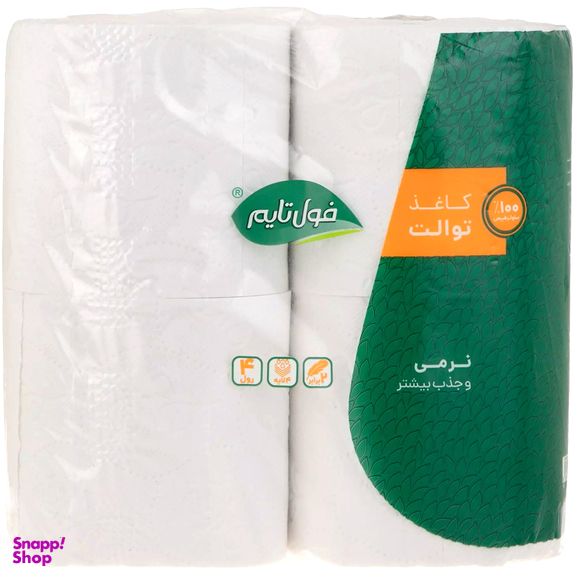 دستمال توالت ۴ لایه فول تایم بسته ۴ عددی