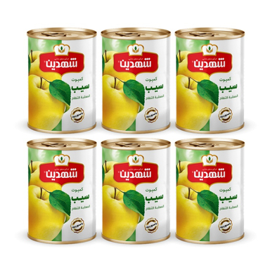 کمپوت سیب شهدین وزن 370 گرم بسته 6 عددی