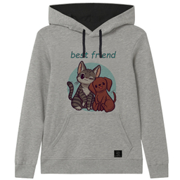 هودی پسرانه 27 طرح BEST FRIEND کد H04 رنگ طوسی روشن