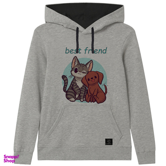 هودی پسرانه 27 طرح BEST FRIEND کد H04 رنگ طوسی روشن