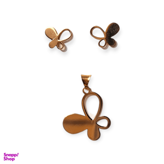 نیم ست طلا 18 عیار زنانه طرح پروانه کد 594158