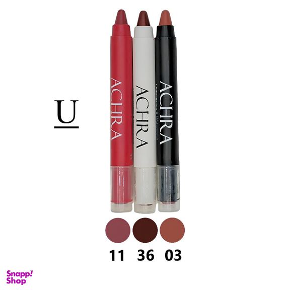رژ لب جامد جامد مخملی آچرا مدل U مجموعه 3 عددی