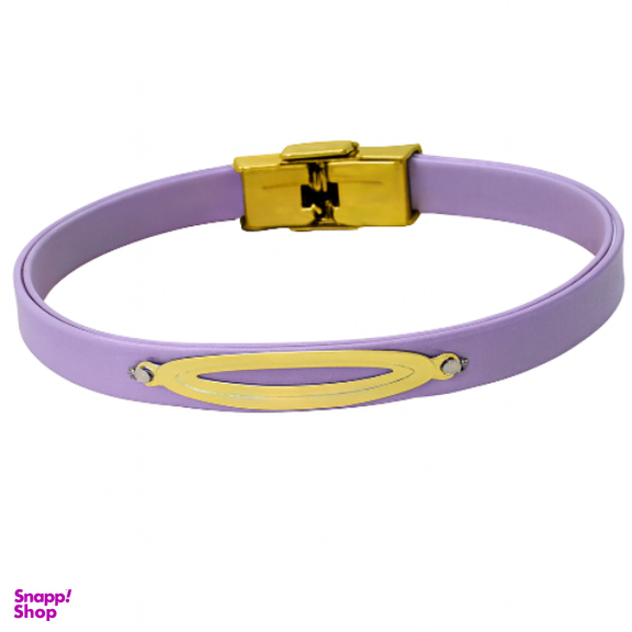 دستبند چرم و طلا 18 عیار زنانه مدل بیضی