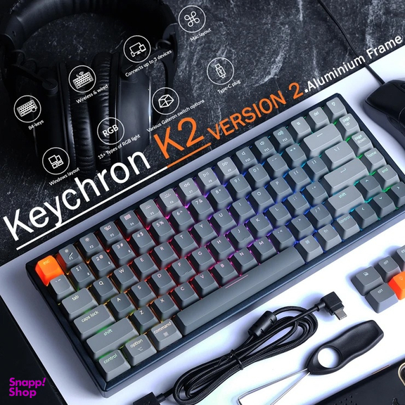 کیبورد بی سیم مخصوص بازی کیکرون مدل K2 Version 2 Aluminum Red Switch