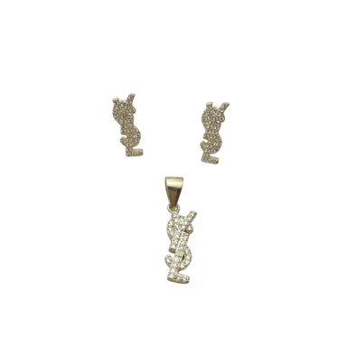 نیم ست نقره 925 عیار زنانه طرح ysl کد JWSET 1124022