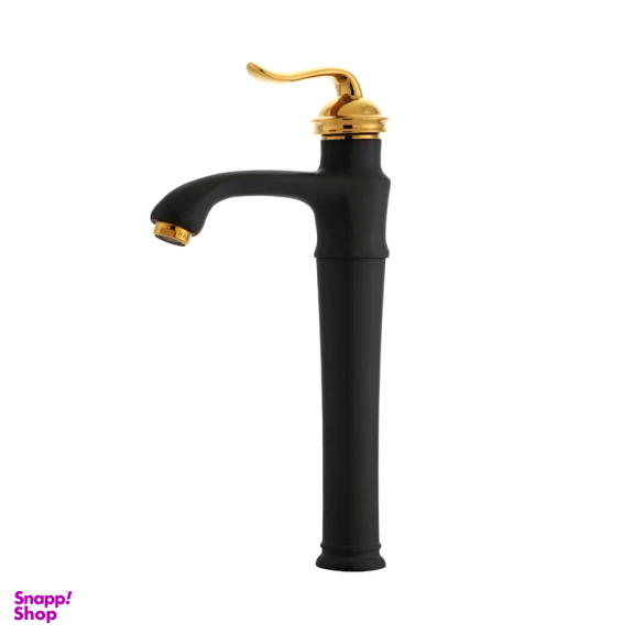 شیر روشویی اهرمی ایران گروه مدل هلن پایه بلند مشکی طلایی کد S52