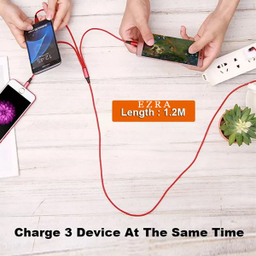 کابل تبدیل USB به MicroUSB/Type-C/Lightning آزرا مدل DC352 طول 1.2 متر