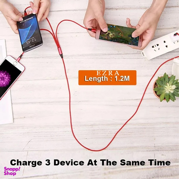 کابل تبدیل USB به MicroUSB/Type-C/Lightning آزرا مدل DC352 طول 1.2 متر