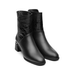 نیم بوت زنانه نوین چرم مدل 1614  WS3646 رنگ مشکی