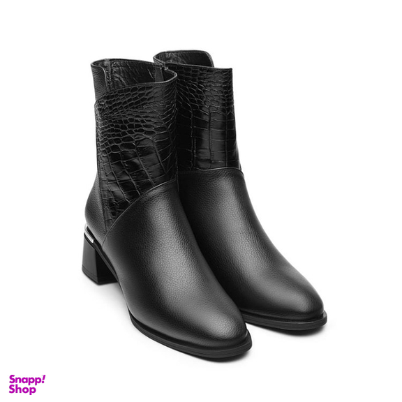 نیم بوت زنانه نوین چرم مدل 1614 WS3646 رنگ مشکی