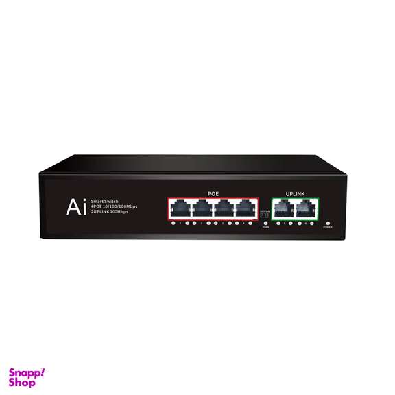 سوییچ 4 پورت 2 آپ لینک مدل Ai-POE100