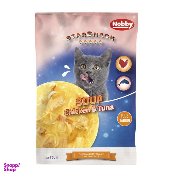 پوچ گربه بالغ نوبی مدل سوپ طعم ماهی و مرغ وزن 90 گرم