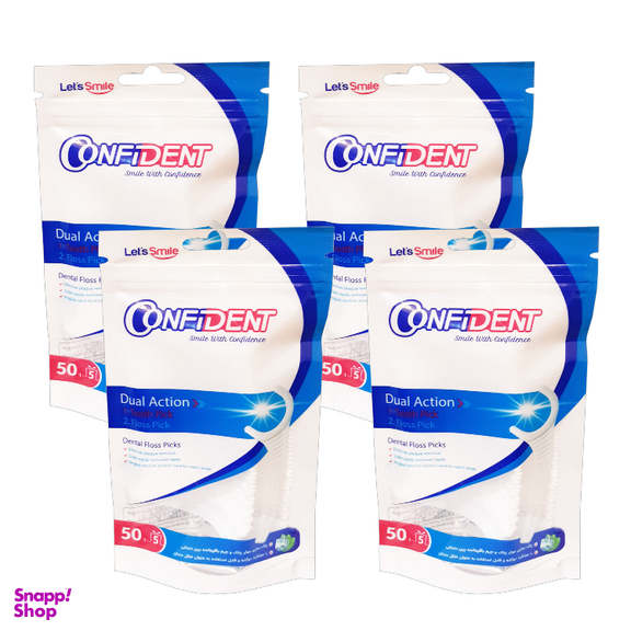 نخ دندان کانفیدنت مدل Dual Action مجموعه 4 بسته 50 عددی