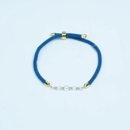 دستبند طلا 18 عیار زنانه مدل البرنادوی مرواریدی کد 1078 رنگ سرمه ای