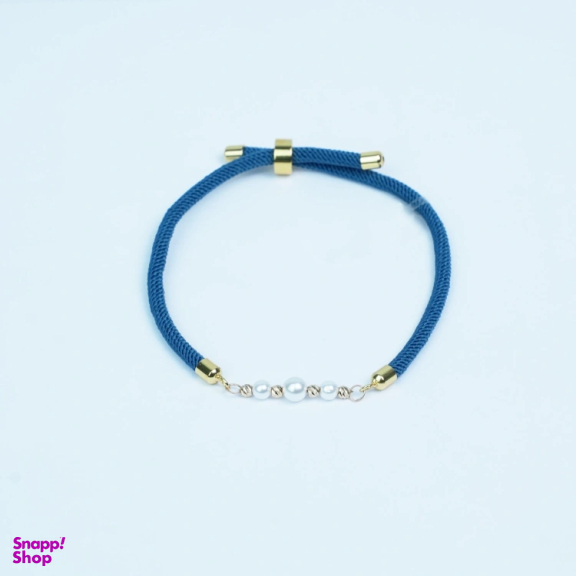 دستبند طلا 18 عیار زنانه مدل البرنادوی مرواریدی کد 1078 رنگ سرمه ای