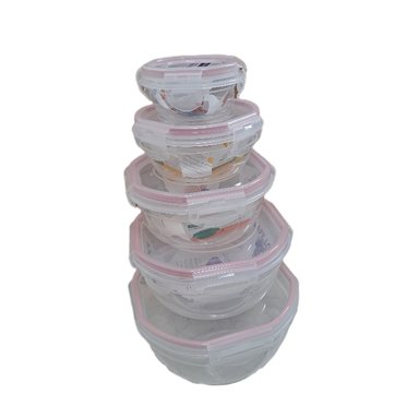 ظرف نگهدارنده ویرو پلاستیک طرح پیونی مجموعه 5 عددی