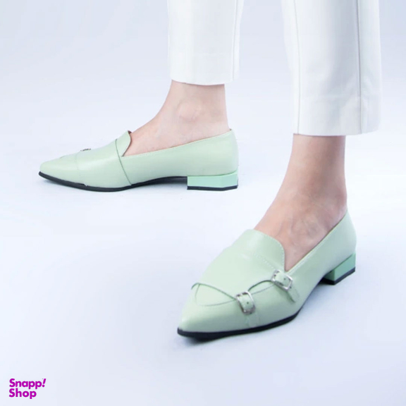 کفش روزمره زنانه چرم کاکتوس ws1038 مدل رنگ پسته ای