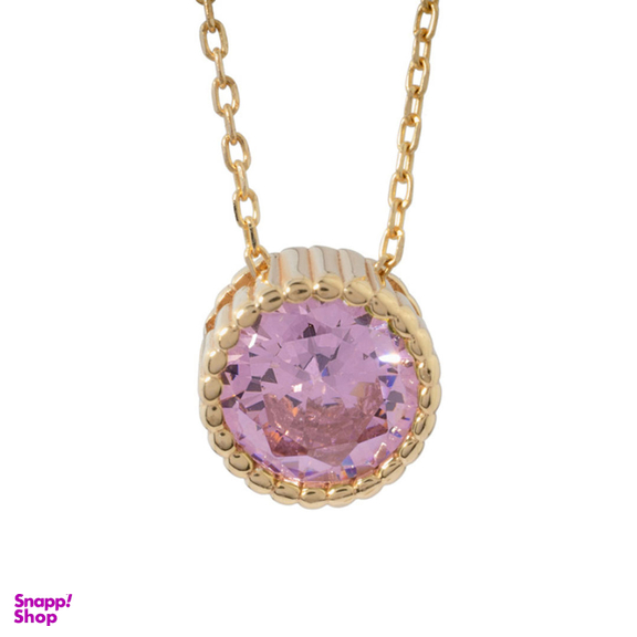 گردنبند طلا ۱۸ عیار زنانه داریم مدل تک نگین ساده صورتی